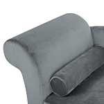 Chaise Lounge Light Grey Velvet Upholstery With Storage Left Hand With Bolster Beliani