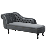 Chaise Lounge Grey Left Hand Velvet Buttoned Nailheads Beliani