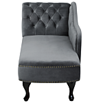 Chaise Lounge Grey Left Hand Velvet Buttoned Nailheads Beliani