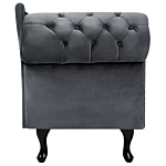 Chaise Lounge Grey Left Hand Velvet Buttoned Nailheads Beliani