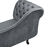 Chaise Lounge Grey Left Hand Velvet Buttoned Nailheads Beliani