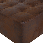 Ottoman Brown Faux Leather Tufted Fabric Modern Living Room Square Footstool Silver Legs Beliani