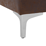 Ottoman Brown Faux Leather Tufted Fabric Modern Living Room Square Footstool Silver Legs Beliani