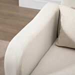Homcom Accent Chair, Linen-touch Armchair, Upholstered Leisure Lounge Sofa, Club Chair With Wooden Frame, Cream