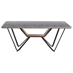 Dining Table Grey Black Mdf Iron 180 X 90 Cm Concrete Effect 6 Seater Rectangular Industrial Modern Beliani