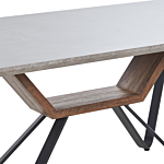 Dining Table Grey Black Mdf Iron 180 X 90 Cm Concrete Effect 6 Seater Rectangular Industrial Modern Beliani