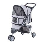 Pawhut Dog Stroller Pet Travel Stroller Cat Dog Pushchair Trolley Puppy Jogger Carrier Three Wheels (grey)