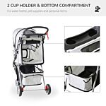 Pawhut Dog Stroller Pet Travel Stroller Cat Dog Pushchair Trolley Puppy Jogger Carrier Three Wheels (grey)