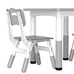 Aiyaplay Height Adjustable Toddler Table And Chair Set, 3 Pcs Children Activity Table W/ 2 Chairs, For Playroom, Bedroom - Grey