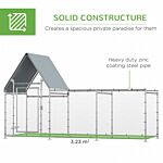 Pawhut Walk In Chicken Run, Large Galvanized Chicken House, Hen Poultry House Cage, Outdoor Rabbit Hutch Metal Enclosure W/ Water-resist Cover