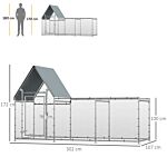 Pawhut Walk In Chicken Run, Large Galvanized Chicken House, Hen Poultry House Cage, Outdoor Rabbit Hutch Metal Enclosure W/ Water-resist Cover