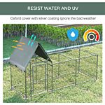 Pawhut Walk In Chicken Run, Large Galvanized Chicken House, Hen Poultry House Cage, Outdoor Rabbit Hutch Metal Enclosure W/ Water-resist Cover