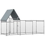 Pawhut Walk In Chicken Run, Large Galvanized Chicken House, Hen Poultry House Cage, Outdoor Rabbit Hutch Metal Enclosure W/ Water-resist Cover