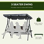 Outsunny 3 Seater Swing Chair, Garden Swing Seat Bench With Adjustable Canopy, Rattan Seat, And Steel Frame For Patio, Yard