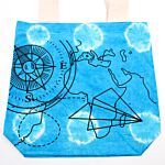 Tye-dye Cotton Bag (6oz) - 38x42x12cm - Compass - Blue - Natural Handle