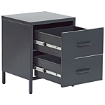 Bedside Table Grey Steel Nightstand Industrial Design 2 Drawers Bedroom Storage Furniture Beliani