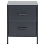 Bedside Table Grey Steel Nightstand Industrial Design 2 Drawers Bedroom Storage Furniture Beliani