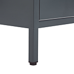Bedside Table Grey Steel Nightstand Industrial Design 2 Drawers Bedroom Storage Furniture Beliani
