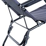 Outsunny 2 In 1 Sun Lounger Folding Reclining Chair Garden Outdoor Camping Adjustable Back With Pillow Grey