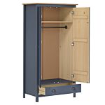 Vidaxl 2-door Wardrobe Hill Grey 89x50x170 Cm Solid Pine Wood