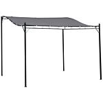 Outsunny Garden Gazebo Awning 3x3m Freestanding Metal Wall Awning Canopy Grey