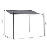 Outsunny Garden Gazebo Awning 3x3m Freestanding Metal Wall Awning Canopy Grey