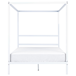 Canopy Bed Frame White Metal 140 X 200 Cm Double Size Plywood Slats Industrial Minimalist Beliani
