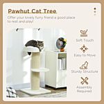 Pawhut 2 Tier Sisal Sherpa Cat Tree With Basket Cushion Sisal Post Cream White