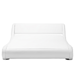 Platform Bed Frame White Faux Leather Upholstered 5ft3 Eu King Size Sleigh Design Beliani