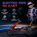 Homcom 12v Electric Go Kart For Kids, Ride-on Racing Go Kart W/ Forward Reversing, Rechargeable Battery, 2 Speeds, For Kids Aged 3-8, Red