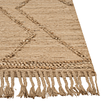 Area Rug Beige Jute 200 X 300 Cm Handwoven Lines Geometric Pattern With Tassels Natural Boho Style Textile Beliani