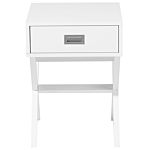 Bedside Table White Rectangular Top Storage Drawer Wooden Legs Scandinavian Beliani