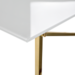 Rectangular Coffee Table White Top Gold Legs Tempered Glass Top Stainless Steel Base 100 X 50 Cm Glam Minimalist Beliani