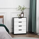 Homcom Drawer Chest, 4-drawer Storage Cabinet Organiser For Bedroom, Living Room, 60cmx40cmx80cm, White And Black