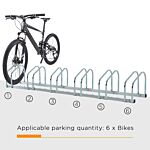 Homcom Bike Stand Parking Rack Floor Or Wall Mount Bicycle Cycle Storage Locking Stand 179l X 33w X 27h (6 Racks, Silver)