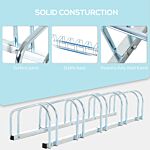 Homcom Bike Stand Parking Rack Floor Or Wall Mount Bicycle Cycle Storage Locking Stand 179l X 33w X 27h (6 Racks, Silver)