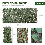 Outsunny 4 Pieces Expanding Trellis Fence, 2m X 1m Artificial Plant Fence, Decorative Trellis Garden Telescopic Hedge Privacy Screen Greenery Walls