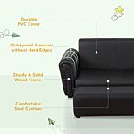 Homcom 2 Seater Toddler Chair Kids Twin Sofa Childrens Double Seat Chair Furniture Armchair Boys Girls Couch W/ Footstool (black)