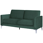 Sofa Green Fabric Upholstery Silver Legs 3 Seater Glam Beliani