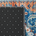 Runner Rug Blue And Orange Polyester 80 X 240 Cm Geometric Oriental Pattern Anti-slip Bottom Modern Hallway Beliani