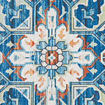 Runner Rug Blue And Orange Polyester 80 X 240 Cm Geometric Oriental Pattern Anti-slip Bottom Modern Hallway Beliani