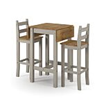 Corona Grey Square High Breakfast Bar Drop Leaf Table And Bar Chair Set