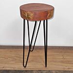 Albasia Wood Plant Stand - Terracotta & Black Detail