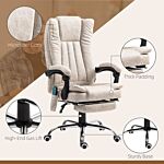 Vinsetto Vibrating Massage Office Chair With Heat, Desk Chair With Height Adjustable And Footrest, Cream White