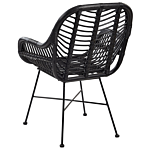 Rattan Armchair Black Wicker Black Metal Legs Living Dining Room Beliani