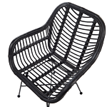 Rattan Armchair Black Wicker Black Metal Legs Living Dining Room Beliani