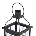 Metal Lantern Black Iron 52 Cm Pillar Candle Holder Glass Doors Indoor Decorative Piece Beliani