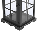 Metal Lantern Black Iron 52 Cm Pillar Candle Holder Glass Doors Indoor Decorative Piece Beliani