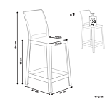 Set Of 2 Bar Stools White Plastic 99 Cm Seat Counter Chair Beliani