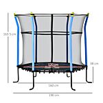 Homcom 5.2ft / 63 Inch Kids Trampoline With Enclosure Net Mini Indoor Outdoor Trampolines For Child Toddler Age 3 - 10 Years Blue